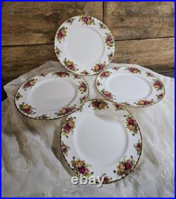 Set 4 Royal Albert Old Country Roses Dinner Plates 10 1/2