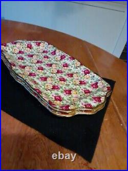 Set Of 2 Royal Albert Old Country Rose Chintz Sandwich Tray 11.75 ×7 1999