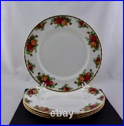 Set Of 4 Royal Albert China Old Country Roses 10 Dinner Plates, England New Set Of 4 Royal Albert China Old Country Roses 10 Dinner Plates, England New