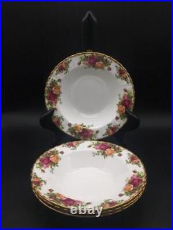 Set Of 4 Royal Albert Old Country Roses 1962 Rimmed Soup Bowls Ch6823
