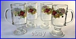 Set Of 4 Royal Albert Old Country Roses Irish Mugs Vintage