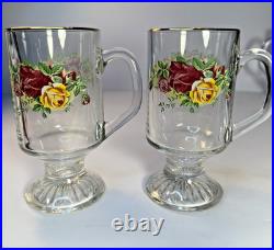 Set Of 4 Royal Albert Old Country Roses Irish Mugs Vintage