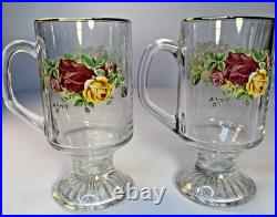 Set Of 4 Royal Albert Old Country Roses Irish Mugs Vintage