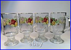Set Of 4 Royal Albert Old Country Roses Irish Mugs Vintage