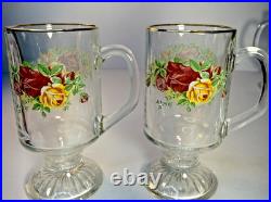 Set Of 4 Royal Albert Old Country Roses Irish Mugs Vintage