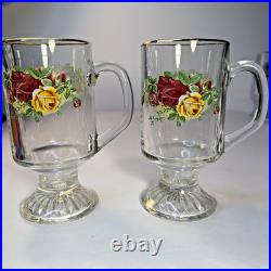 Set Of 4 Royal Albert Old Country Roses Irish Mugs Vintage