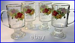 Set Of 4 Royal Albert Old Country Roses Irish Mugs Vintage