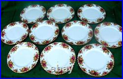 Set of 10 Rare Royal Albert Old Country Roses 9 3/8 Luncheon Plates Mint