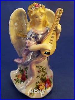 Set of 3 Royal Albert Old Country Roses Musical Porcelain Angel Ornaments with Box