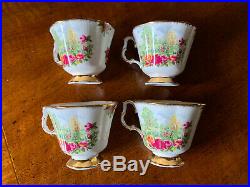 Set of 4 ROYAL ALBERT Old Country Rose Gardens Tea Cups & Saucers -EXCELLENT