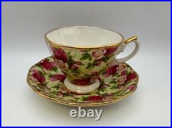 Set of 4 Royal Albert OLD COUNTRY ROSES Chintz Cups & Saucers
