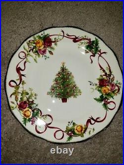Set of 4 Royal Albert Old Country Rose Christmas Tree Dinner Plate (10.75 D)