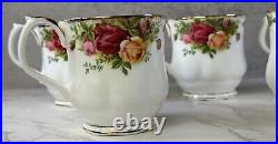 Set of 5 Royal Albert Old Country Roses Bone China Footed Coffee Mugs 3.25