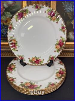 Set of 5-Royal Albert Old Country Roses Fluted Dinner Plates, 10 3/8
