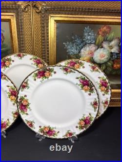 Set of 5-Royal Albert Old Country Roses Fluted Dinner Plates, 10 3/8