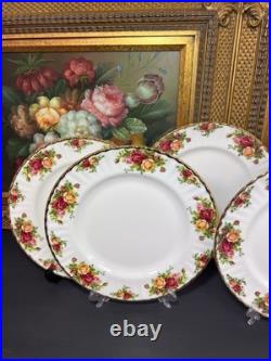 Set of 5-Royal Albert Old Country Roses Fluted Dinner Plates, 10 3/8