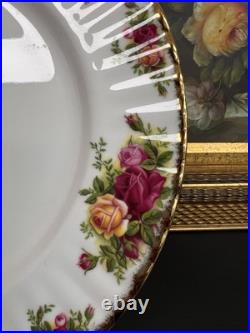 Set of 5-Royal Albert Old Country Roses Fluted Dinner Plates, 10 3/8
