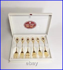 Set of 6 ROYAL ALBERT Old Country Roses Gold Plated Cutlery Vintage Sweet Forks Set of 6 ROYAL ALBERT Old Country Roses Gold Plated Cutlery Vintage Sweet Forks