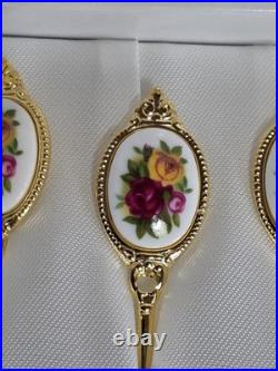 Set of 6 ROYAL ALBERT Old Country Roses Gold Plated Cutlery Vintage Sweet Forks
