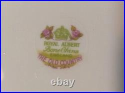 Set of 6 ROYAL ALBERT The Old Country Dinner Plates 10.5 Pink Roses Border VGC