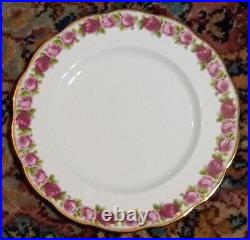Set of 6 ROYAL ALBERT The Old Country Dinner Plates 10.5 Pink Roses Border VGC