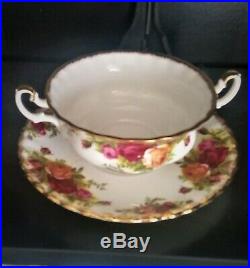 Set of 6 Royal Albert Old Country Roses Soup Coupes and under plates1st quality