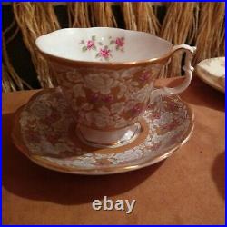 Set of 7 English China Rosina, Royal Albert, Q Anne Bone China Tea Cups & Saucers