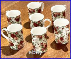 Set of 7 Royal Albert Old Country Roses Afternoon Tea II Coffee Cups Mugs