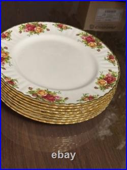 Set of 8 1962 Royal Albert Old Country Roses 10.5 Dinner Plate Bone China