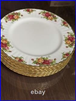 Set of 8 1962 Royal Albert Old Country Roses 10.5 Dinner Plate Bone China
