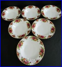 Six Royal Albert Old Country Roses 20.5cm Wide Rimmed Soup Or Pasta Dishes