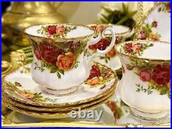 Stunning! Royal Albert Old Country Roses 4 Demitasse Cup Saucer Sets. Mint