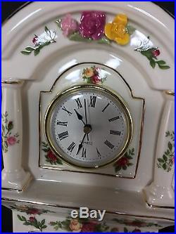 Tall Royal Albert 16 Old Country Roses Grandfather Clock