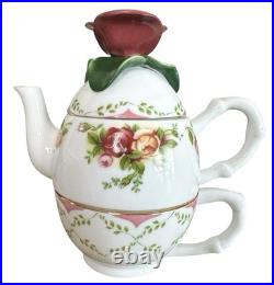 Tea For One Cup Set & Teapot Royal Albert Old Country Roses 28831-433 1962