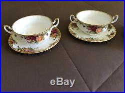 USED VINTAGE 1962 Royal Albert Old Country Roses Cream Soup Bowls and Saucers