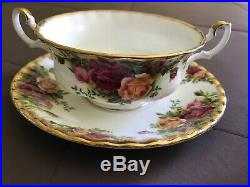 USED VINTAGE 1962 Royal Albert Old Country Roses Cream Soup Bowls and Saucers