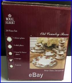 Unused in Box 20 Piece Set Royal Albert Old Country Roses 4 5 Pc Place Settings