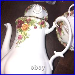VINTAGE 1962 Royal Albert Old Country Roses Tea Pot Cup & Saucer 4 Sets