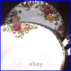 VINTAGE 1962 Royal Albert Old Country Roses Tea Pot Cup & Saucer 4 Sets