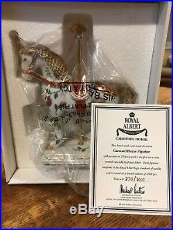 VINTAGE ROYAL ALBERT OLD COUNTRY ROSES CAROUSEL HORSE -Signed-#220/2000 NIB