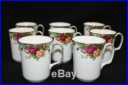 VINTAGE Royal Albert Old Country Roses ENGLAND SET OF 8 BRISTOL Coffee Mugs Cups