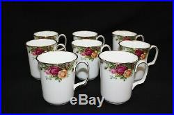 VINTAGE Royal Albert Old Country Roses ENGLAND SET OF 8 BRISTOL Coffee Mugs Cups