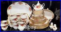 VTG 46 Piece Royal Albert Old Country Roses English Bone China Dish Set