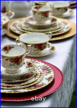 VTG 46 Piece Royal Albert Old Country Roses English Bone China Dish Set