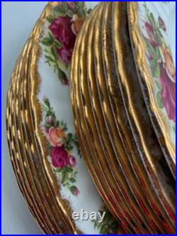 VTG 46 Piece Royal Albert Old Country Roses English Bone China Dish Set