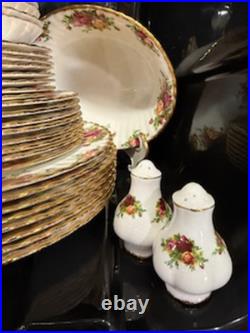 VTG 46 Piece Royal Albert Old Country Roses English Bone China Dish Set