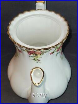 VTG ROYAL ALBERT Bone China England OLD COUNTRY ROSE 9 1/2h 5 Cup Coffee Pot