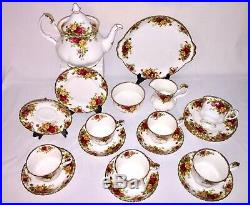 VTG Royal Albert OLD COUNTRY ROSES 23 Piece Tea Set for 6 XL Teapot ALL ENGLAND