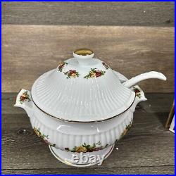 VTG Royal Albert Old Country Roses 3 Qt Soup Tureen With Ladle In Original Box