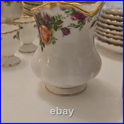 VTG Royal Albert Old Country Roses Bone China Dinner Set England 1962, 87 pieces